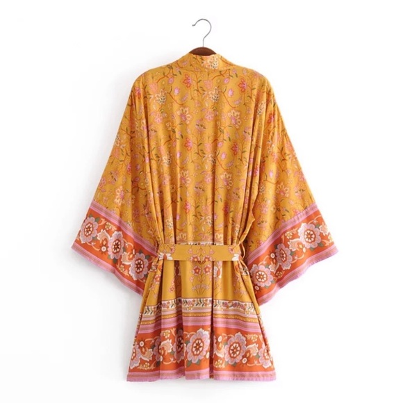 Sunny Days Vintage Style Short Kimono Coverup Wrap - Picture 5 of 8